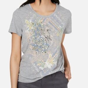 Style & Co. NWT Gray Peaceful Peacock Graphic Women's Tee Size XL